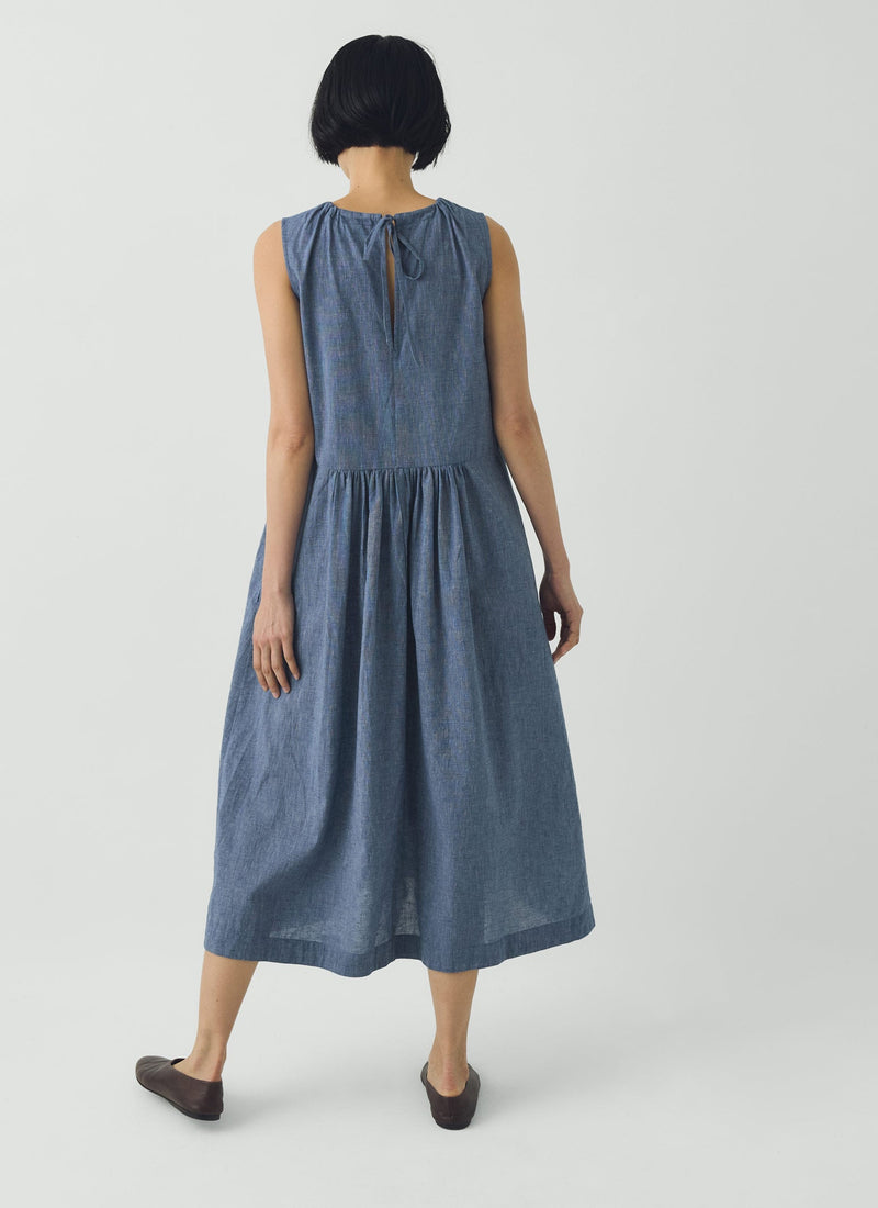 Martha Cotton Linen Chambray Dress | Chambray Blue