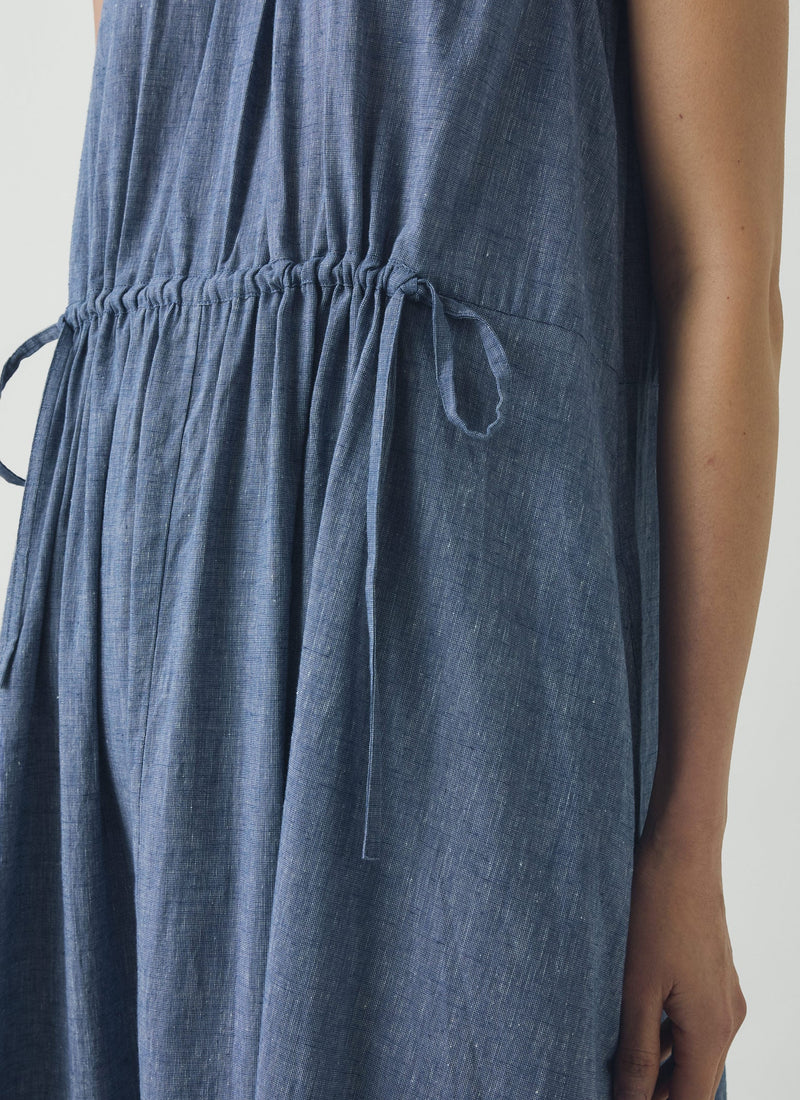 Martha Cotton Linen Chambray Dress | Chambray Blue