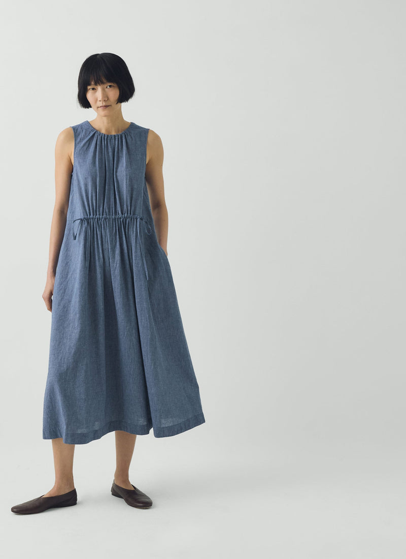 Martha Cotton Linen Chambray Dress | Chambray Blue