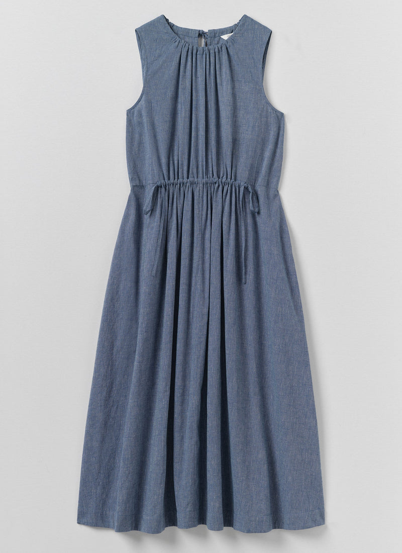 Martha Cotton Linen Chambray Dress | Chambray Blue