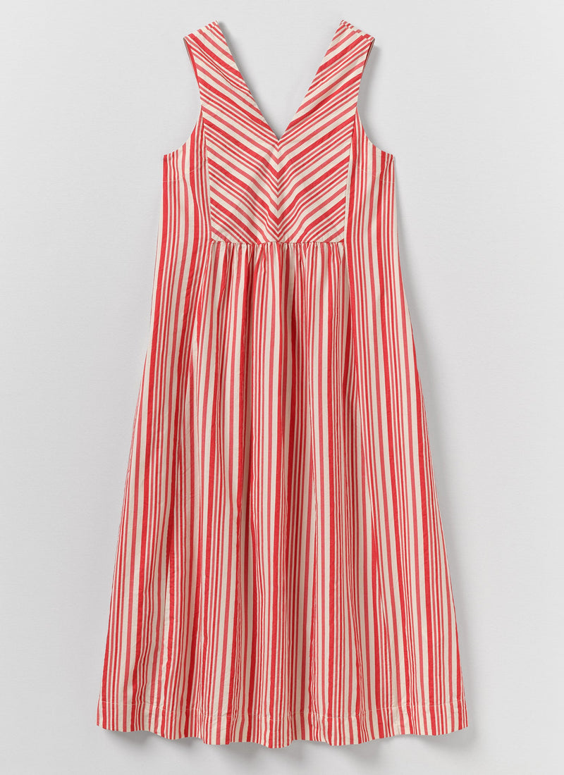 Maypole Stripe Cotton Dress | Vibrant Red