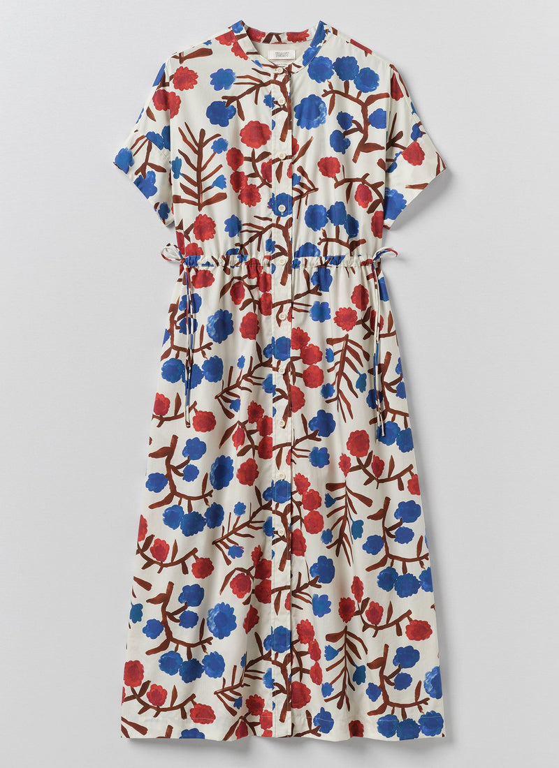 Flower Crown Print Cotton Dress | Cobalt