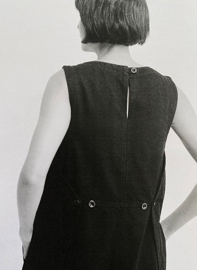 Sculpted Denim Pinafore Dress | Carbon Black