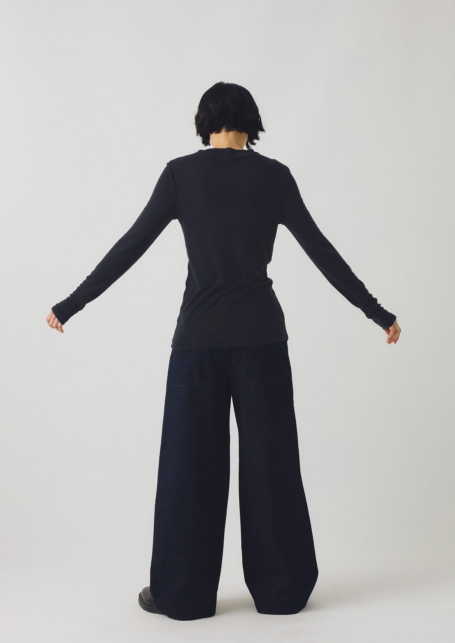 Aster High Neck Wool Lyocell Tee | Black