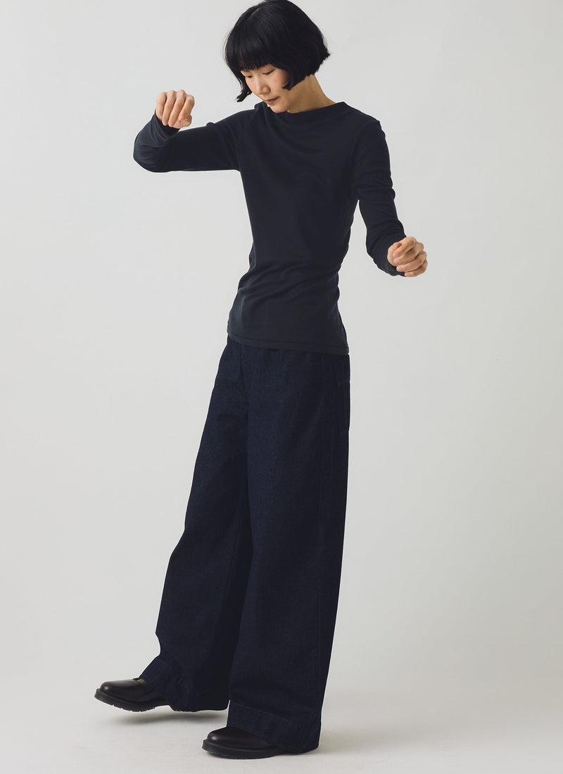 Aster High Neck Wool Lyocell Tee | Ink