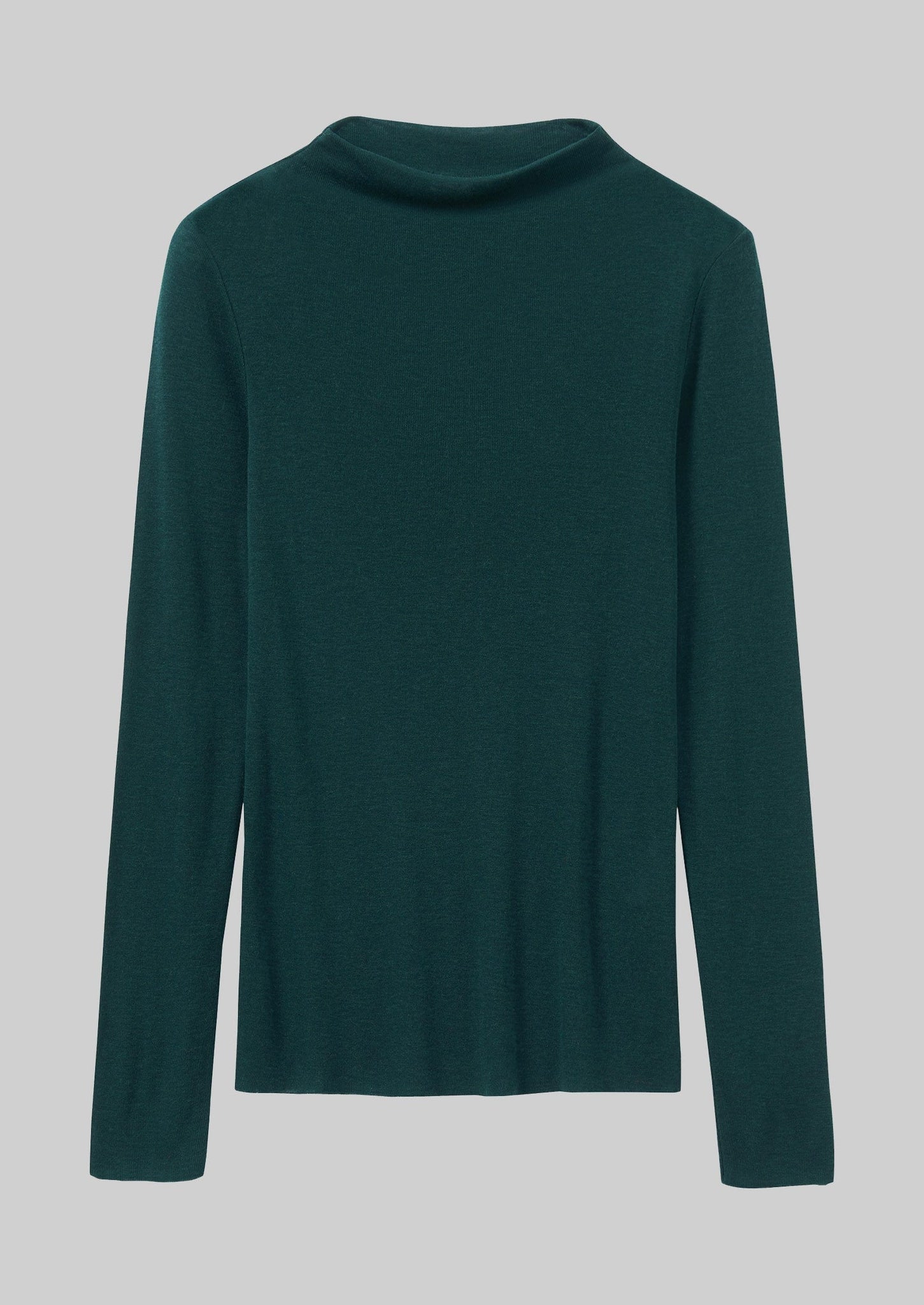 Aster High Neck Wool Lyocell Tee | Dark Green