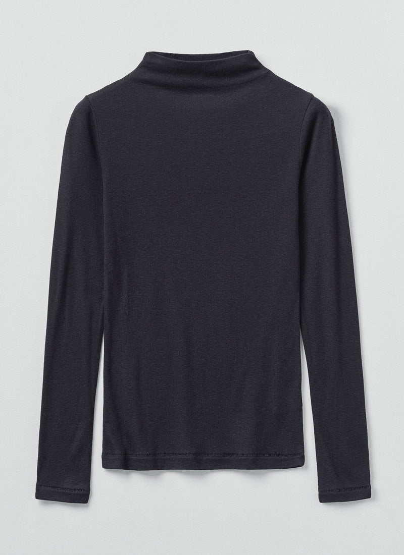 Aster High Neck Wool Lyocell Tee | Ink