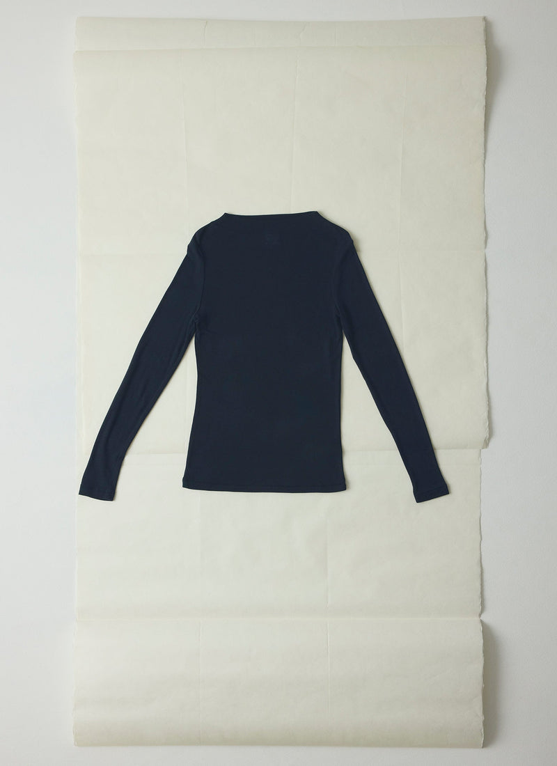 Aster High Neck Wool Lyocell Tee | Ink