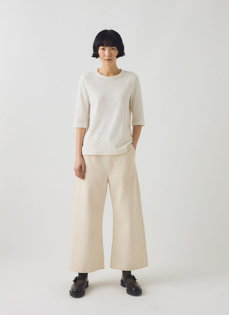 Cleo Garment Dyed Cotton Tee | Chalk