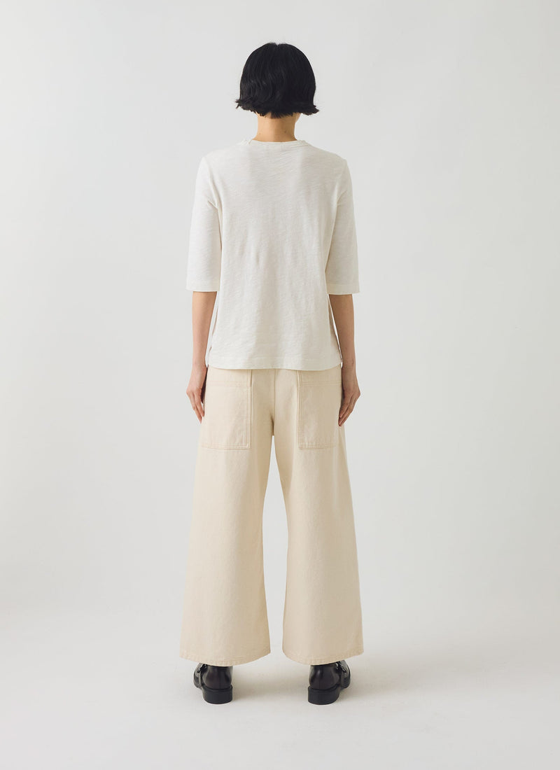 Cleo Garment Dyed Cotton Tee | Chalk
