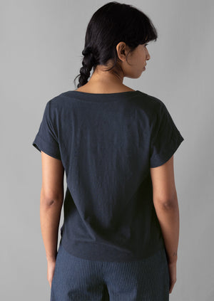 V-Neck Organic Cotton Tee | Anthracite