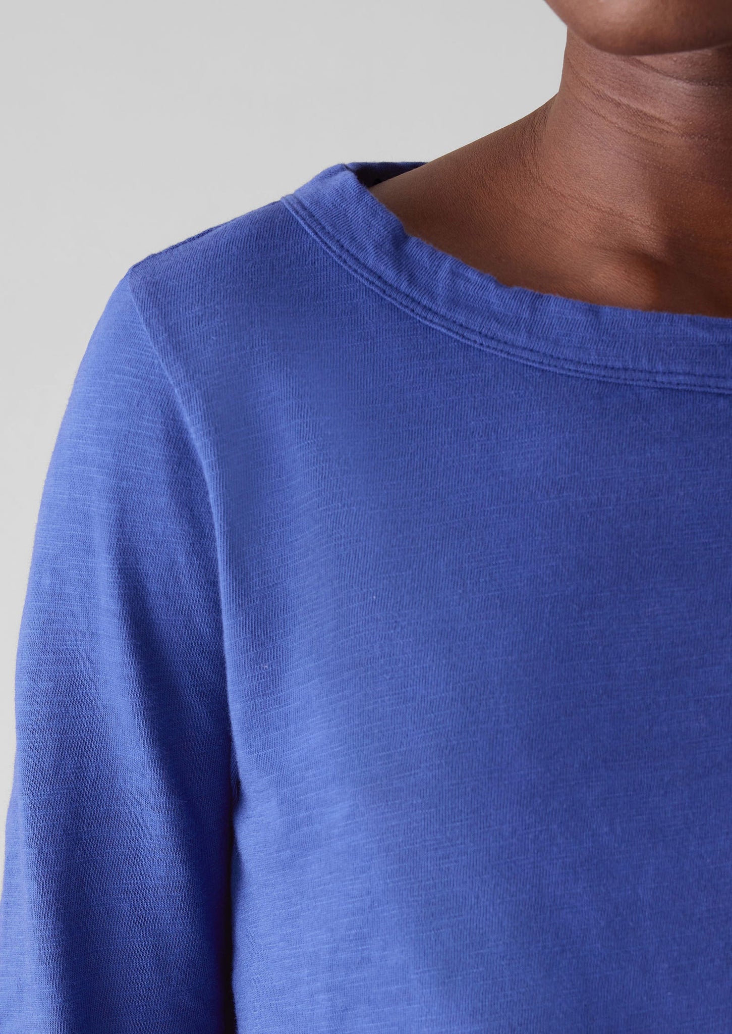 Lia Garment Dyed Boat Neck Tee | Cobalt