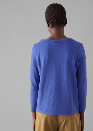 Lia Garment Dyed Boat Neck Tee | Cobalt