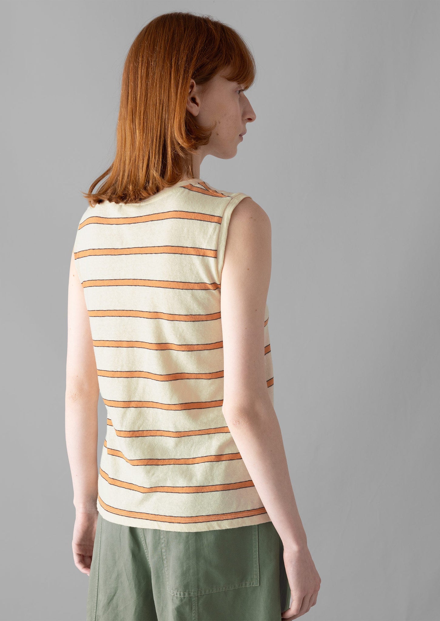 Cotton Linen Stripe Vest | Soft Mango/Milk | TOAST