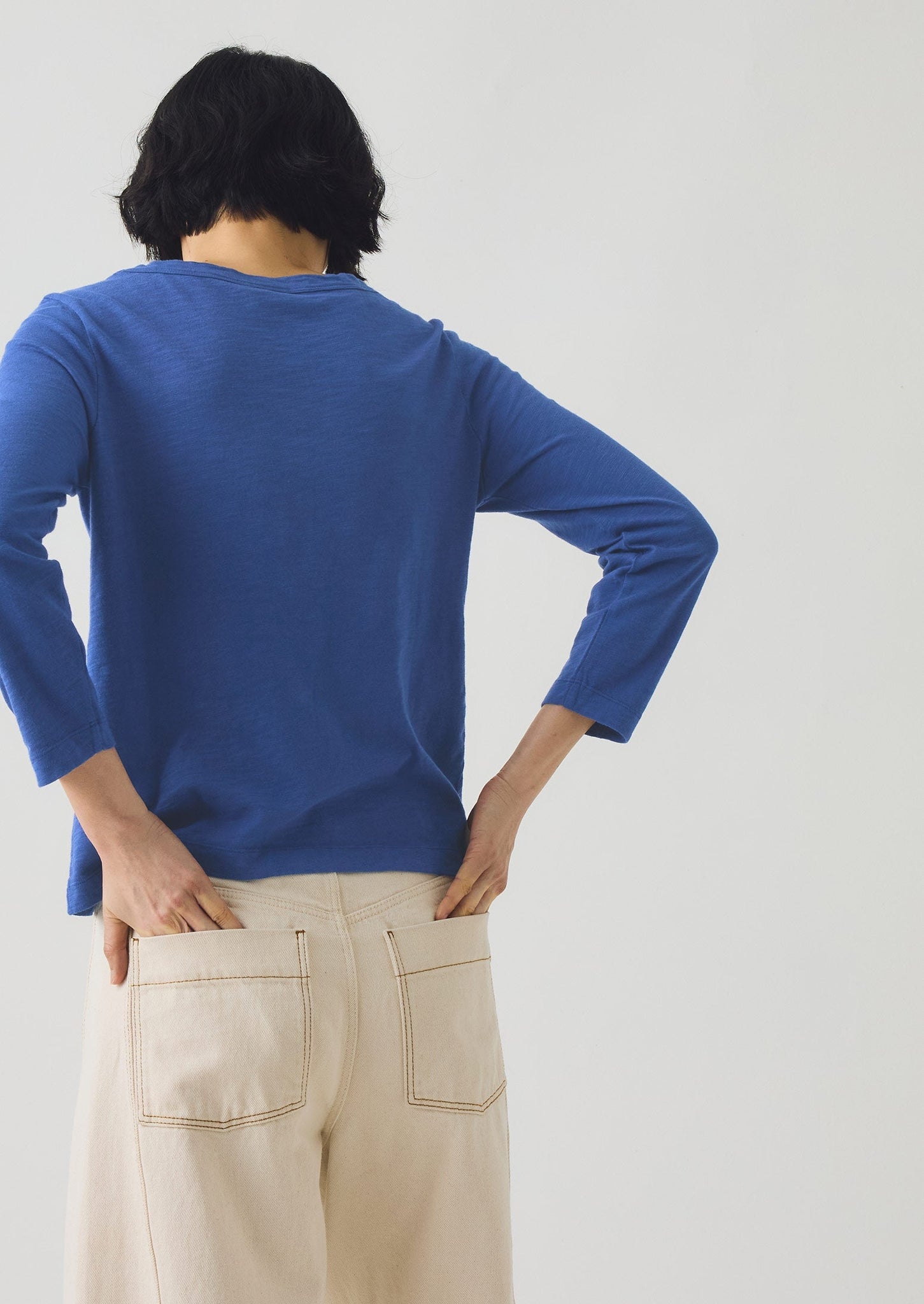 Lia Cotton Boat Neck Tee | Cobalt