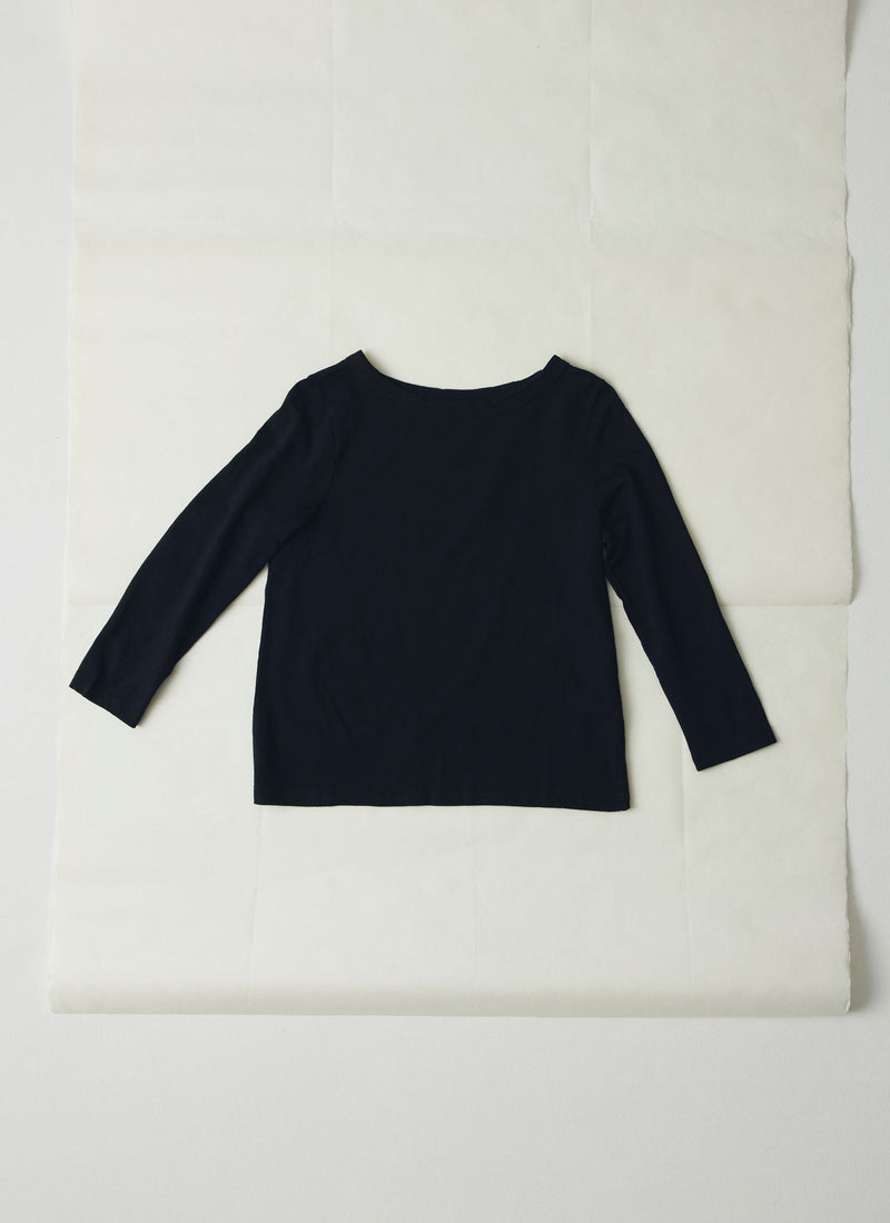 Lia Cotton Boat Neck Tee | Carbon Black