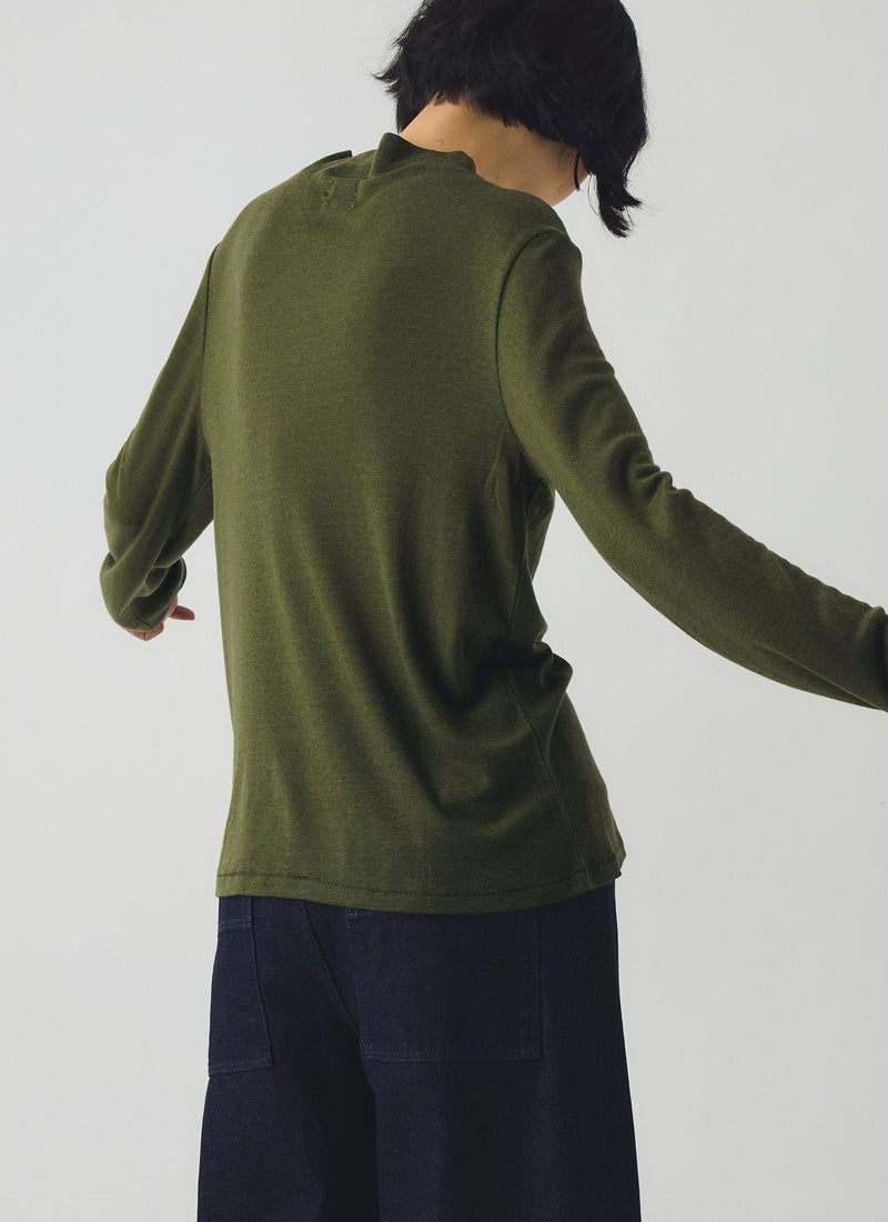 Aster High Neck Wool Lyocell Tee | Artichoke