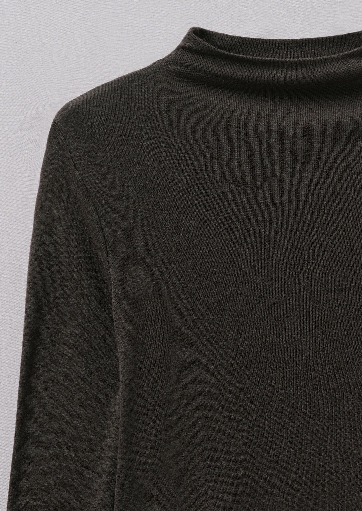 Aster Wool Lyocell High Neck Tee | Black Coffee