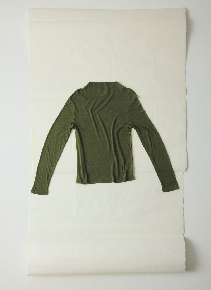 Aster High Neck Wool Lyocell Tee | Artichoke