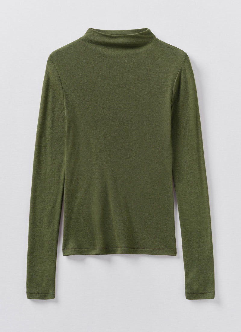 Aster High Neck Wool Lyocell Tee | Artichoke