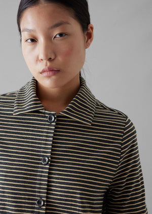 Stripe Cotton Jersey Shirt | Grey/Sand