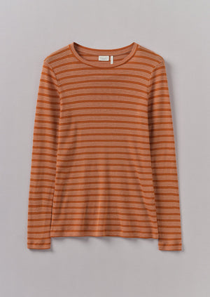 Agnes Stripe Wool Lyocell Tee | Bauxite Orange/Mauve