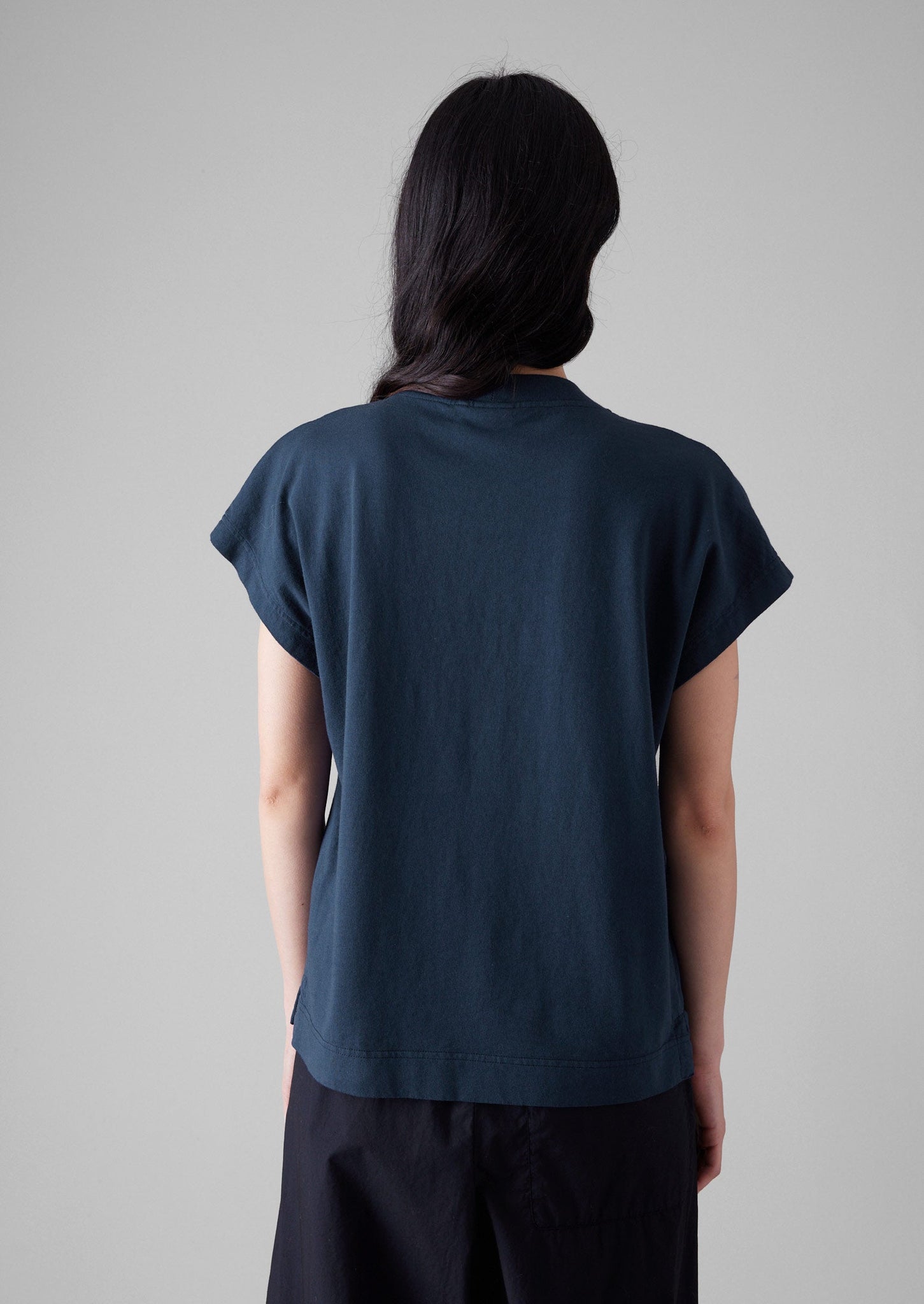 Rib Neck Sleeveless Tee | Raven Blue