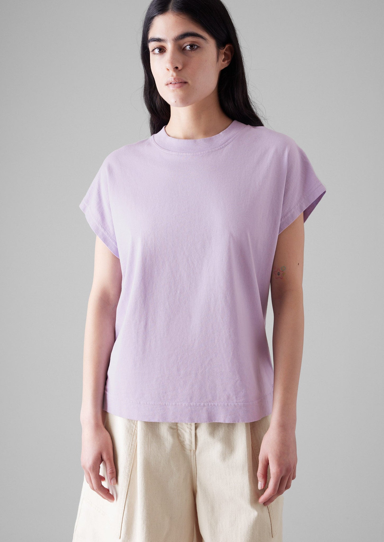 Rib Neck Sleeveless Tee | Wood Lilac