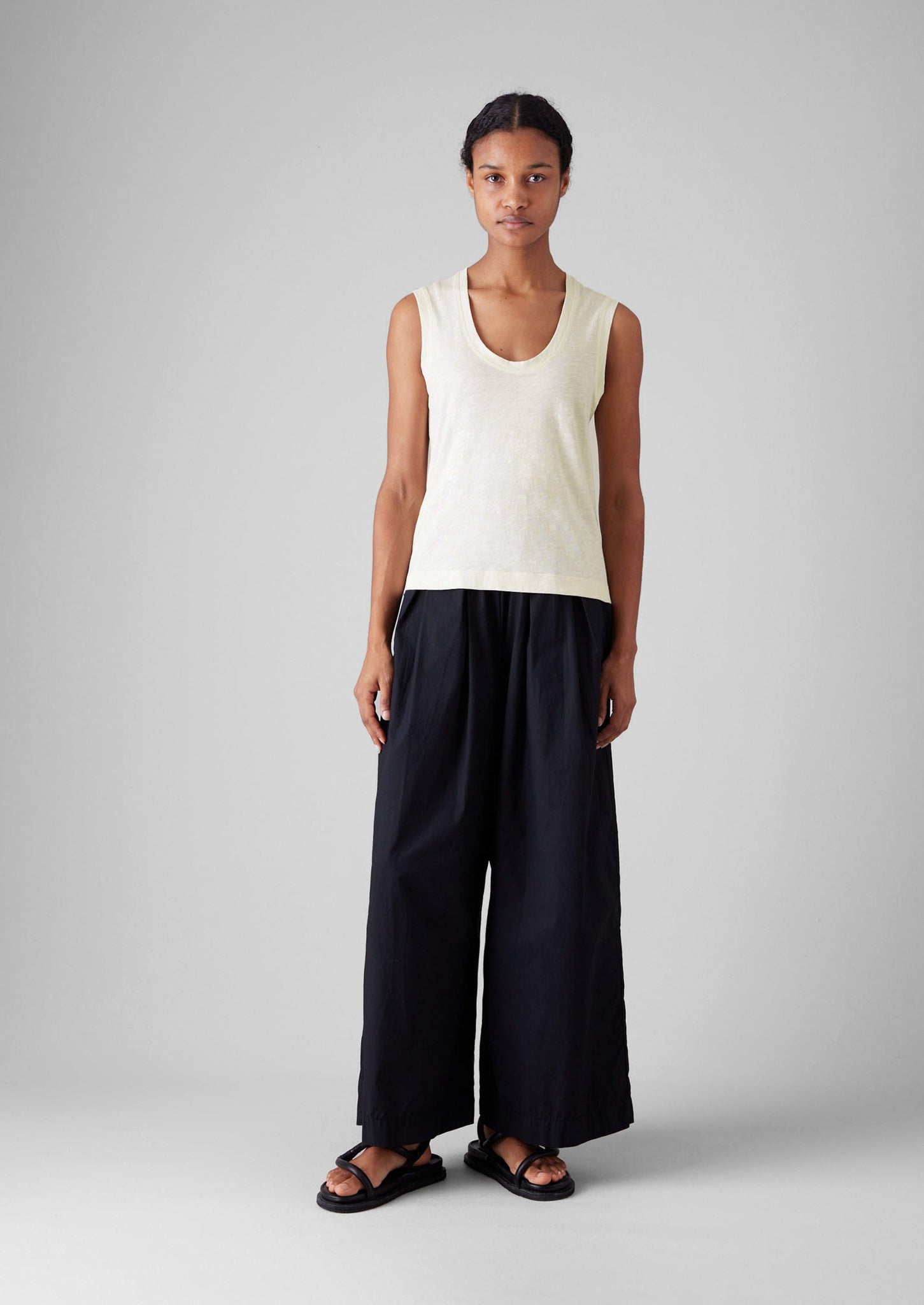 Cotton Sleeveless Tee | Washed Linen