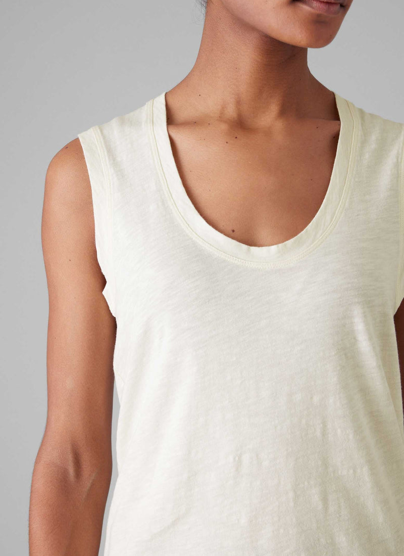 Cotton Sleeveless Tee | Washed Linen