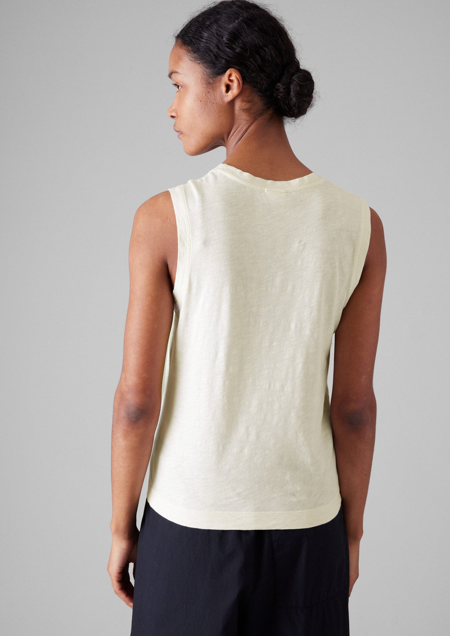 Cotton Sleeveless Tee | Washed Linen