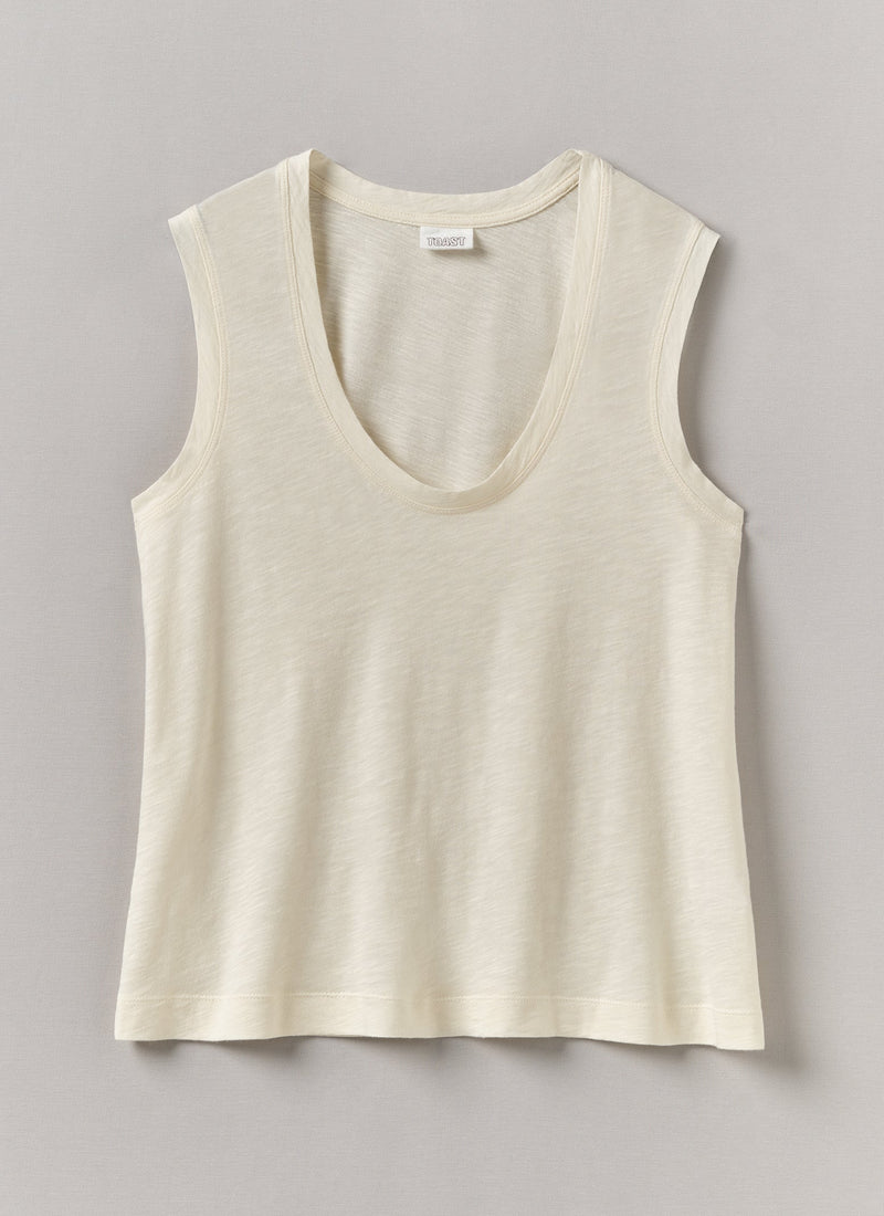 Cotton Sleeveless Tee | Washed Linen