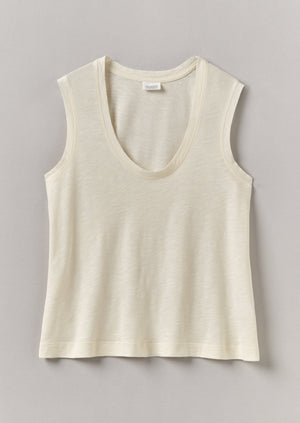Cotton Sleeveless Tee | Washed Linen