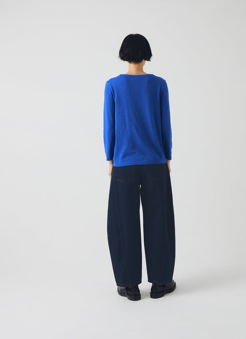 Lia Garment Dyed Boat Neck Tee | Smalt