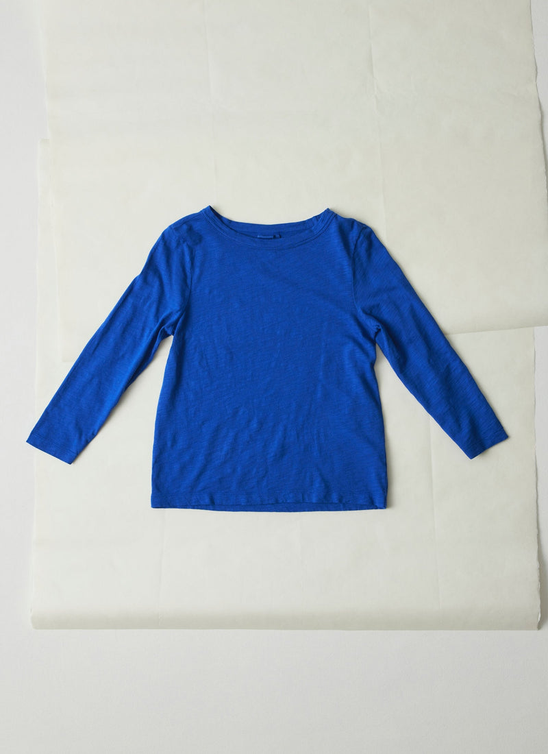 Lia Garment Dyed Boat Neck Tee | Smalt