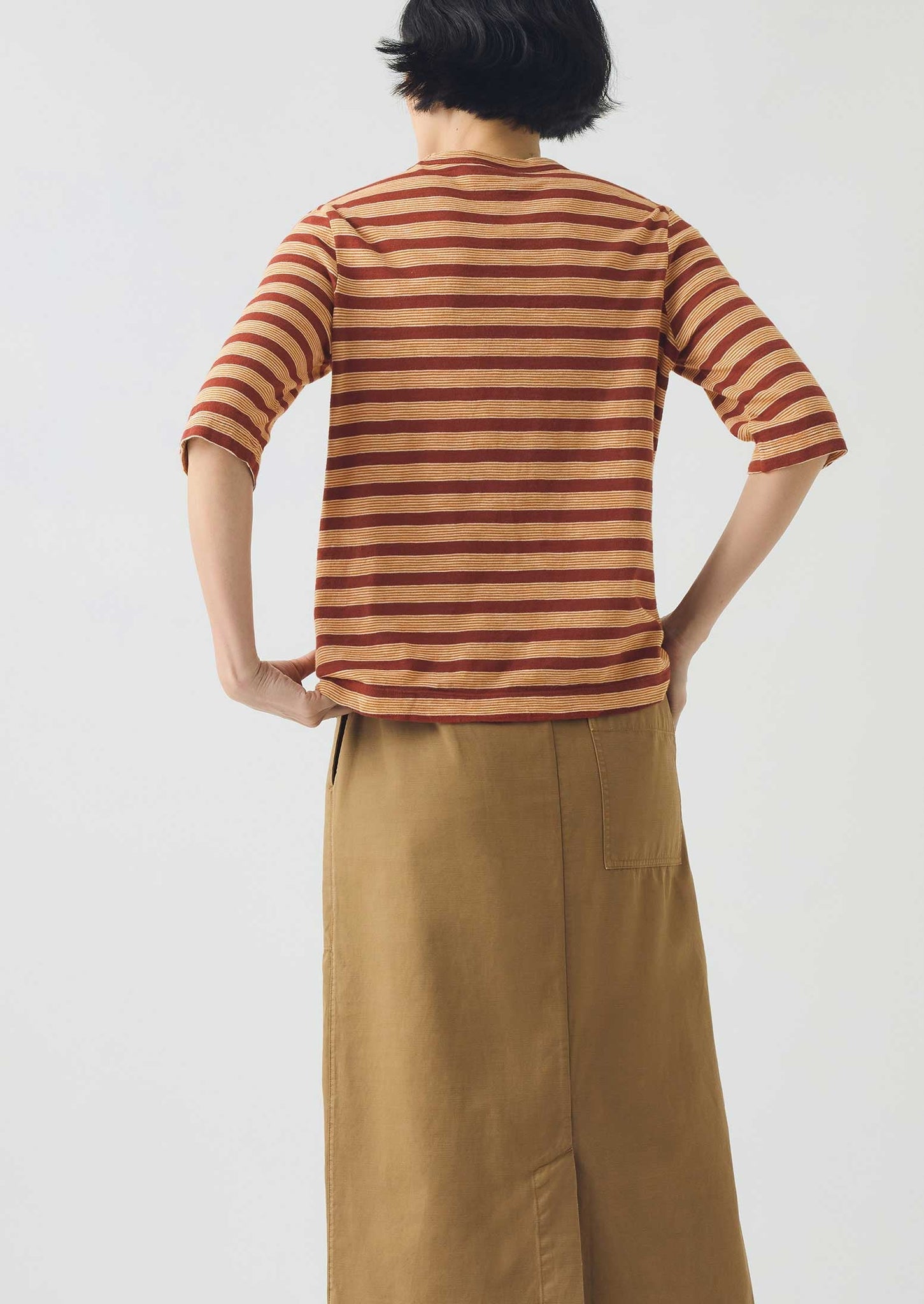 Cleo Stripe Cotton Tee | Red Rock/Cider