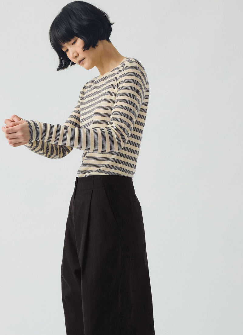 Agnes Stripe Wool Lyocell Tee | Cream/Black