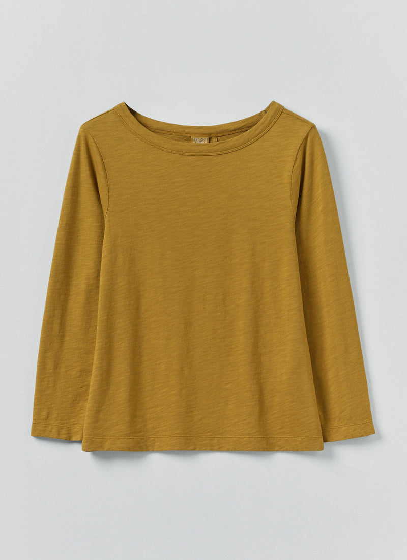 Lia Garment Dyed Boat Neck Tee | Honey