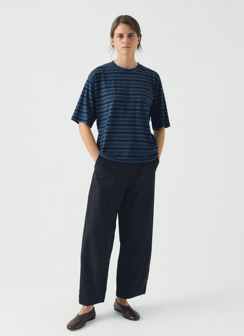 Stripe Cotton Short Sleeve Tee | Blue Graphite/Cobalt