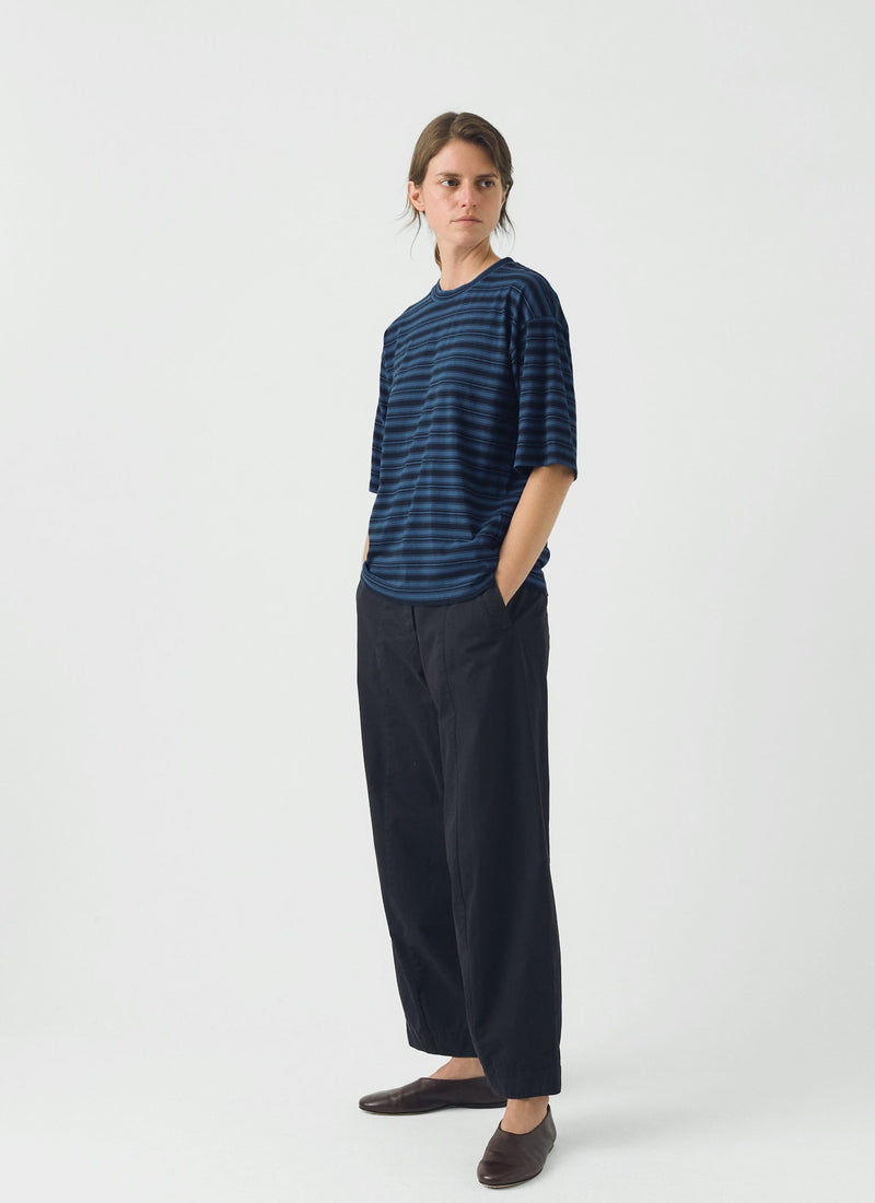 Stripe Cotton Short Sleeve Tee | Blue Graphite/Cobalt