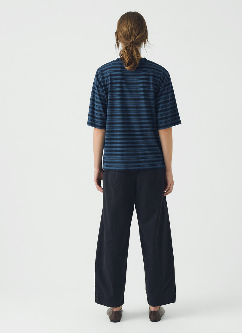 Stripe Cotton Short Sleeve Tee | Blue Graphite/Cobalt