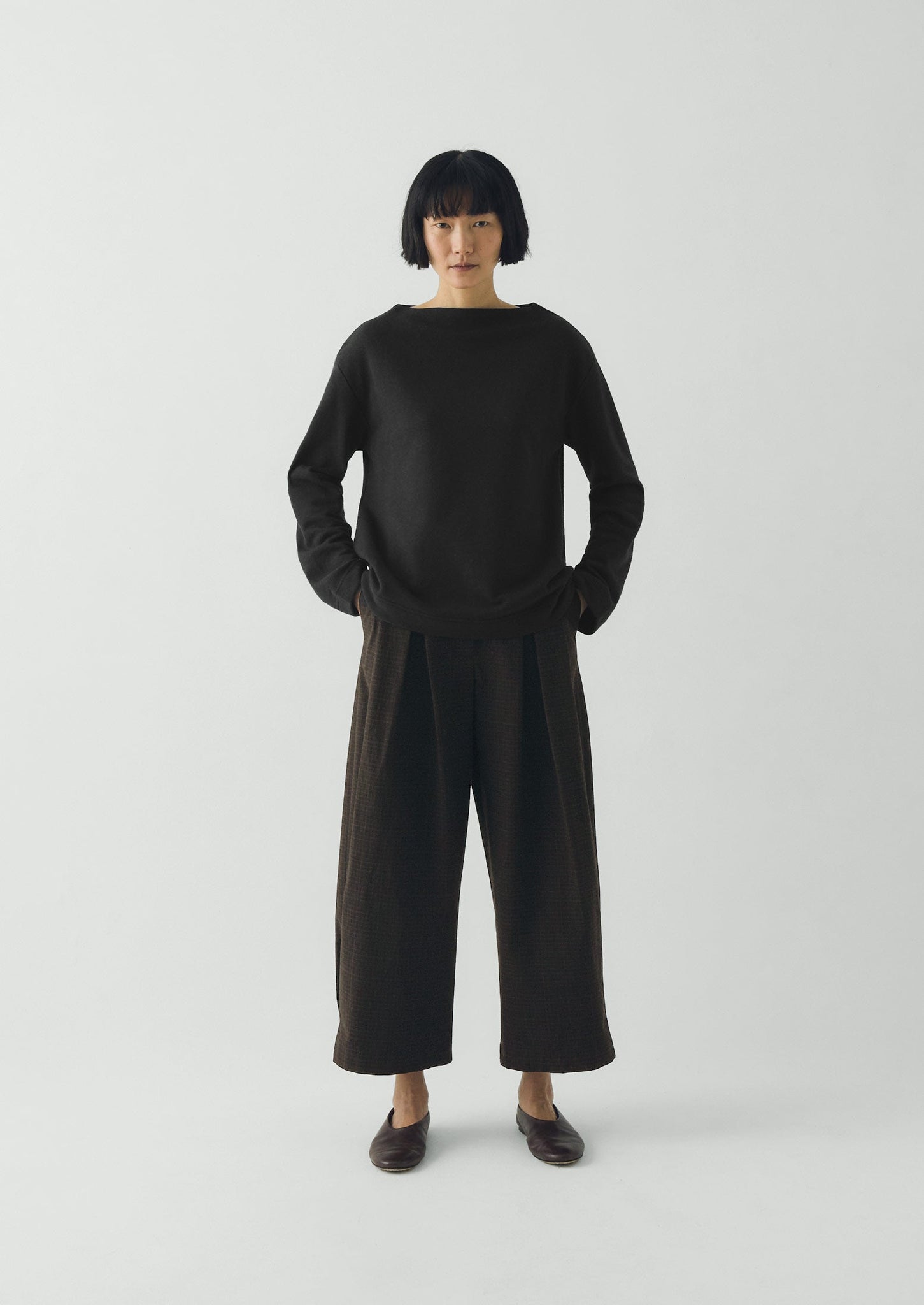 Mock Neck Cotton Hemp Sweater | Dark Charcoal