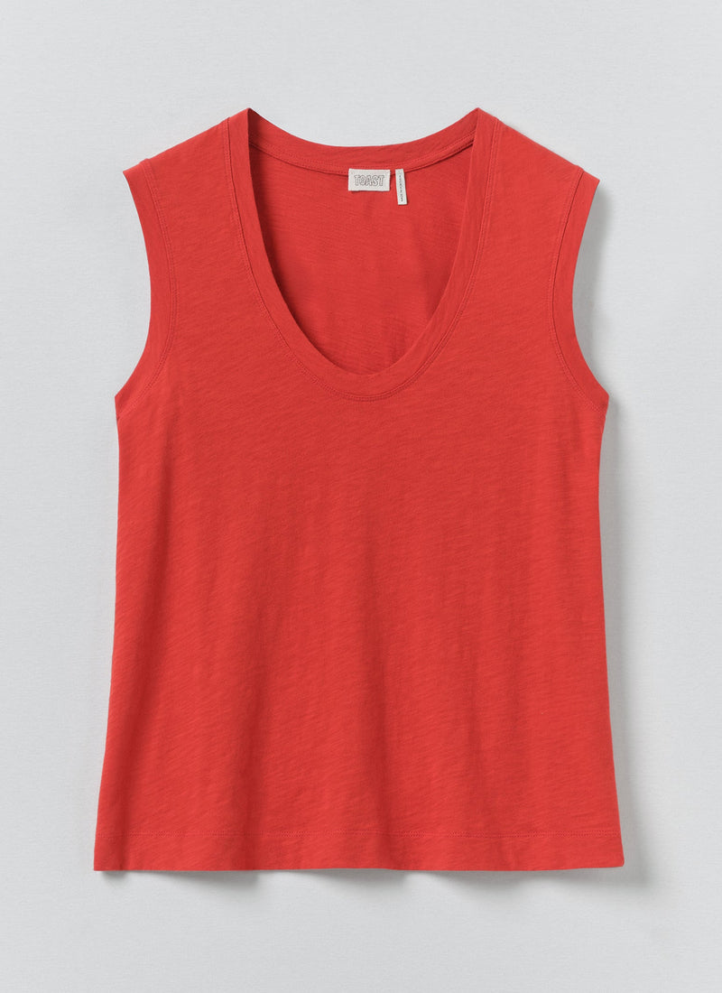Cotton Sleeveless Tee | Goji Berry