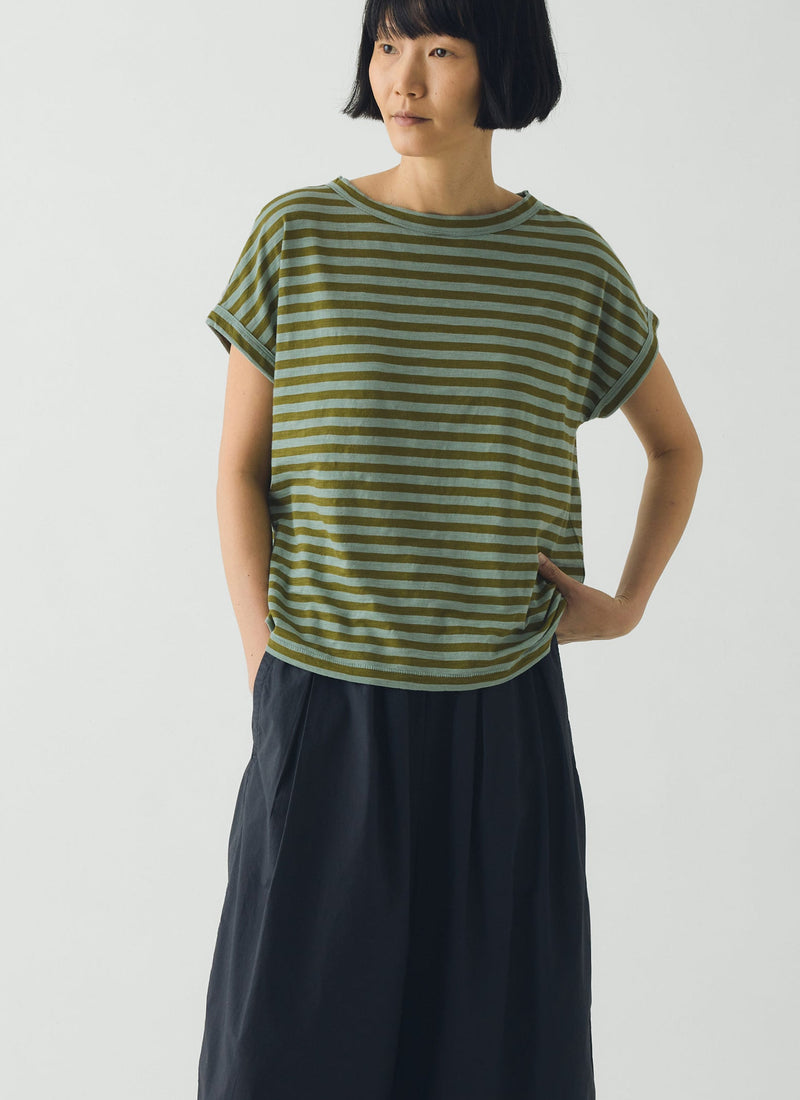 Alda Stripe Cotton Easy Tee | Juniper Berry