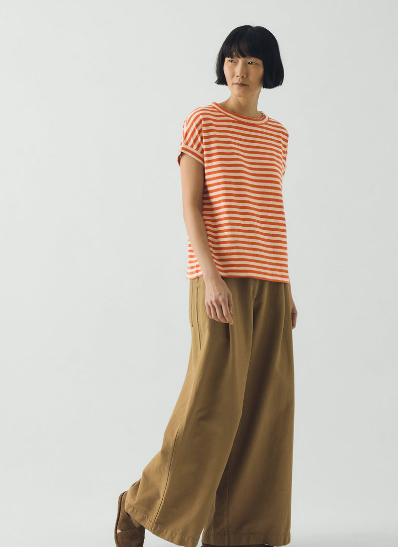 Alda Stripe Cotton Easy Tee | Mango/Shell