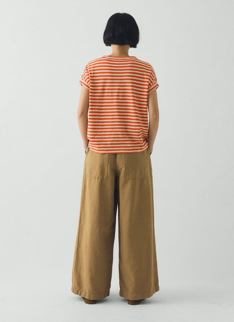 Alda Stripe Cotton Easy Tee | Mango/Shell