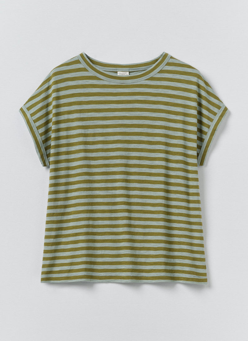 Alda Stripe Cotton Easy Tee | Juniper Berry