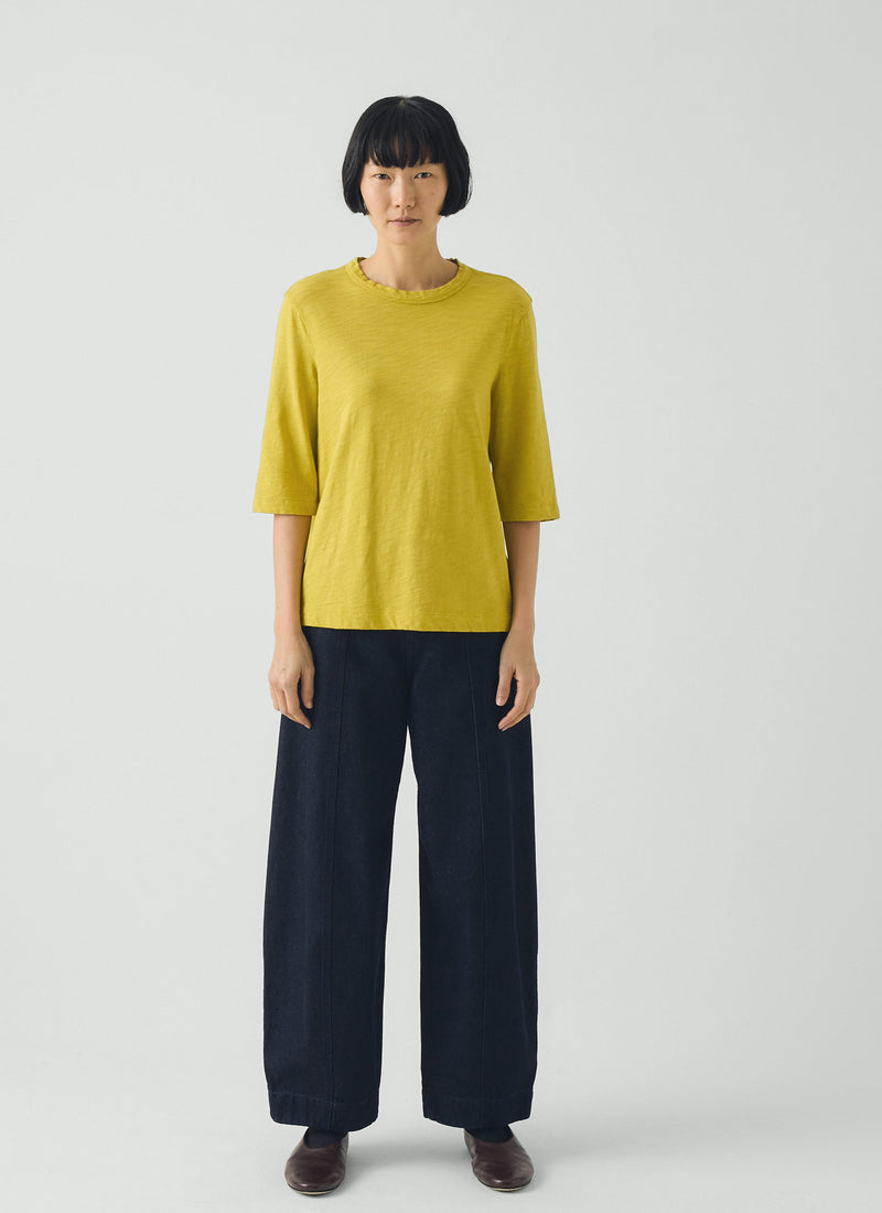 Cleo Garment Dyed Cotton Tee | Chartreuse