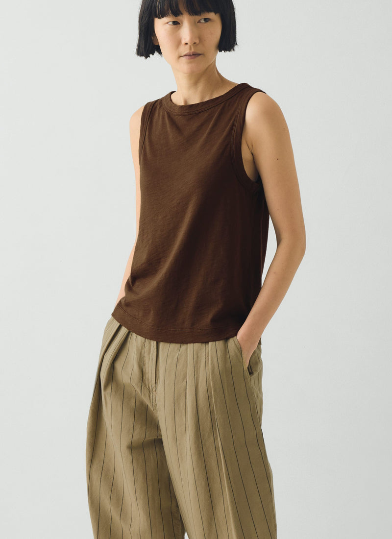 Sian Garment Dyed Cotton Tank Top | Bronze Green
