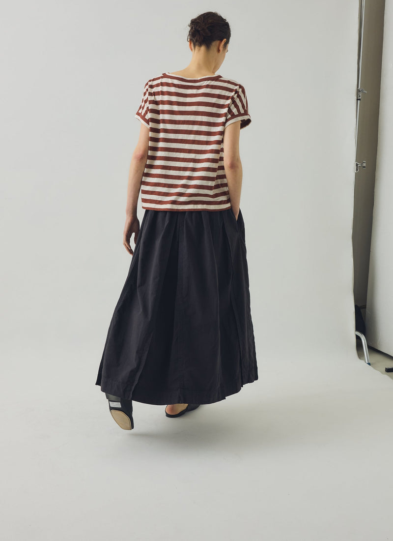 Alda Maypole Stripe Cotton Easy Tee | Red Rock/Ecru